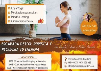 Escapada detox: purifica y recupera tu energía. Del 5 al 7 de noviembre 2021